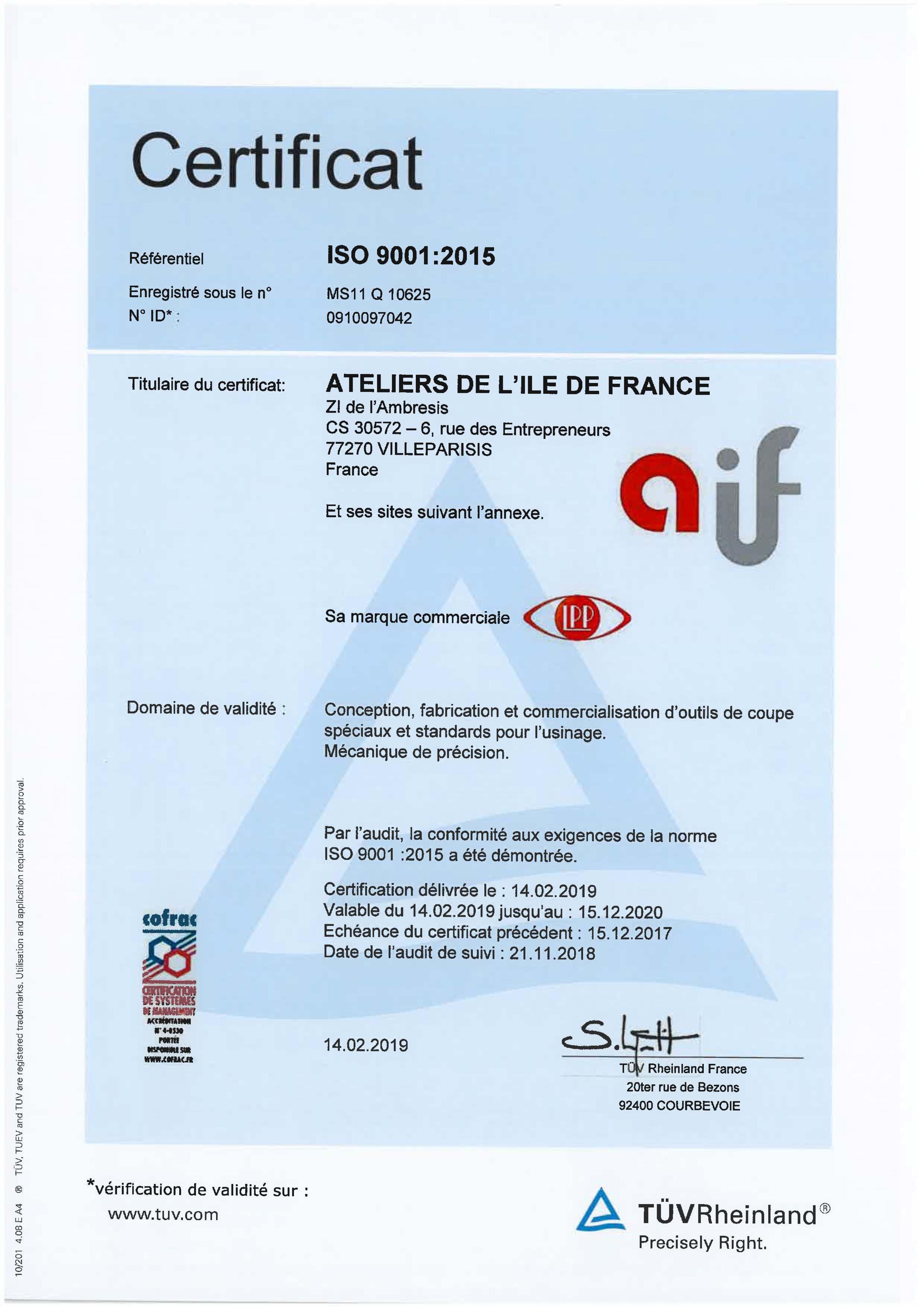 2019_AIF_MS11_Q_10625_Main_Annex_Certif_FR 2019_AIF_MS11_Q_10625_Main_Annex_Certif_FR
